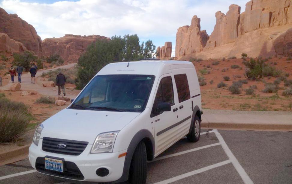 Edelweiss campervan in Arches National Park