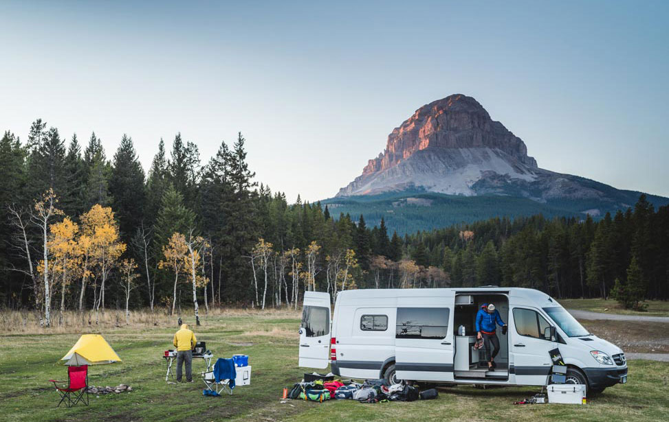 Setting up camp.